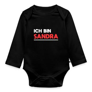 Sandra Name Spruch für stolze Sandras - Baby Bio-Langarm-Body - Schwarz - Vorne