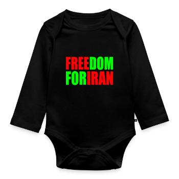 Freedom for iran - Organic Longsleeve Baby Bodysuit - black - Front