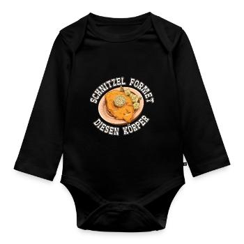 Schnitzel formte diesen Körper Schnitzelfan - Baby Bio-Langarm-Body - Schwarz - Vorne