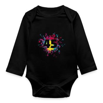 Numéro 45e éclaboussure de couleur - Body Bébé bio manches longues - noir - Devant