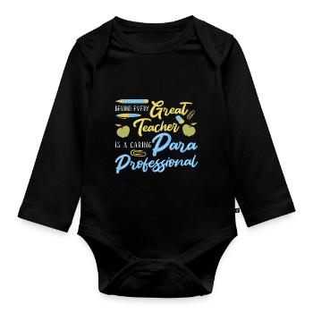 Paraprofessional - Organic Longsleeve Baby Bodysuit - black - Front