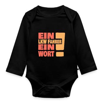 Eine LKW Fahrer ein Wort - Baby Bio-Langarm-Body - Schwarz - Vorne