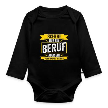 Schiri Unparteiischer Fußball Schiedsrichter - Baby Bio-Langarm-Body - Schwarz - Vorne
