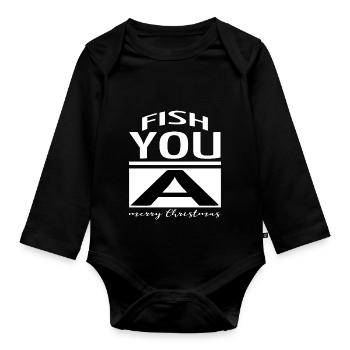birthday christmas fish hook animation rod awkward - Baby Bio-Langarm-Body - Schwarz - Vorne
