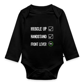 Calisthenics Checklist Motivation Sportler T-shirt - Baby Bio-Langarm-Body - Schwarz - Vorne