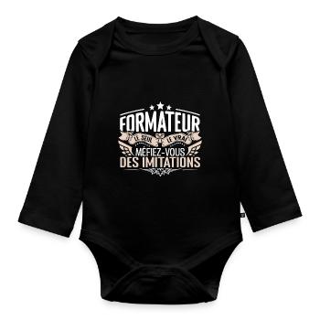 Formateur le seul Formateur le vrai Formateur - Body Bébé bio manches longues - noir - Devant