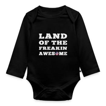 USA Land of the Freaking Awesome Gift Style - Organic Longsleeve Baby Bodysuit - black - Front