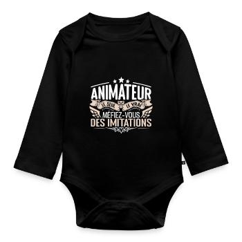 Animateur le seul Animateur le vrai Animateur - Body Bébé bio manches longues - noir - Devant