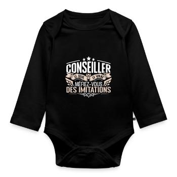 Conseiller le seul Conseiller le vrai Conseiller - Body Bébé bio manches longues - noir - Devant