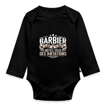 Barbier le seul Barbier le vrai Barbier - Body Bébé bio manches longues - noir - Devant