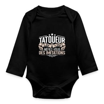 Tatoueur le seul Tatoueur le vrai Tatoueur - Body Bébé bio manches longues - noir - Devant