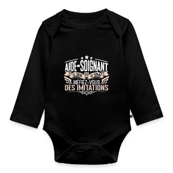 Aide Soignant le seul Aide Soignant le vrai Aide S - Body Bébé bio manches longues - noir - Devant