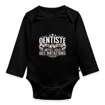 Dentiste le seul Dentiste le vrai Dentiste - Body Bébé bio manches longues - noir - Devant