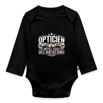 Opticien le seul Opticien le vrai Opticien - Body Bébé bio manches longues - noir - Devant