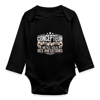 Concepteur le seul Concepteur le vrai Concepteur - Body Bébé bio manches longues - noir - Devant