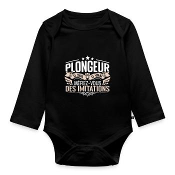 Plongeur le seul Plongeur le vrai Plongeur - Body Bébé bio manches longues - noir - Devant