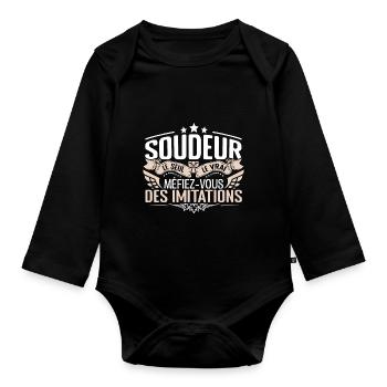 Soudeur le seul Soudeur le vrai Soudeur - Body Bébé bio manches longues - noir - Devant