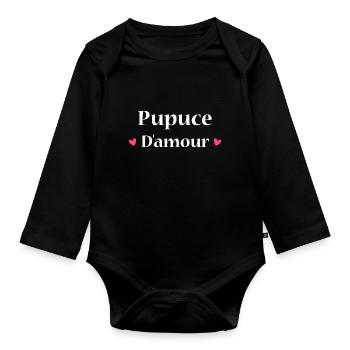 pupuce d'amour - Body Bébé bio manches longues - noir - Devant