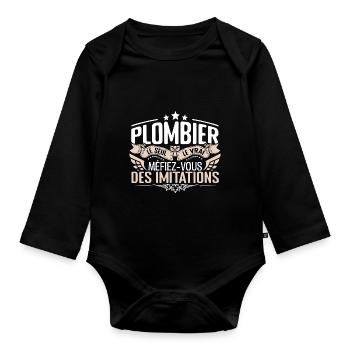 Plombier le seul Plombier le vrai Plombier - Body Bébé bio manches longues - noir - Devant