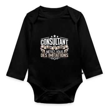 Consultant le seul Consultant le vrai Consultant - Body Bébé bio manches longues - noir - Devant