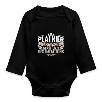 Platrier le seul Platrier le vrai Platrier - Body Bébé bio manches longues - noir - Devant