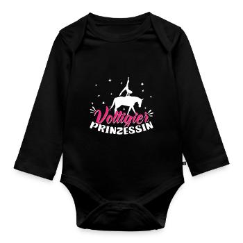 Voltigier Prinzessin Voltigieren Reiterin - Baby Bio-Langarm-Body - Schwarz - Vorne