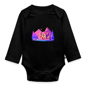crystalline landscape - Organic Longsleeve Baby Bodysuit - black - Front