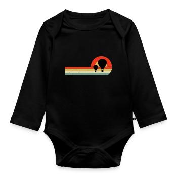 Heißluftballon-Trichterballon Vintage Retro - Baby Bio-Langarm-Body - Schwarz - Vorne