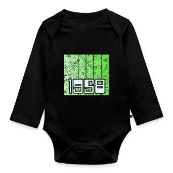 Year 1958 - Organic Longsleeve Baby Bodysuit - black - Front