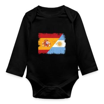 Argentinien Spanien Flagge von Argentinien Geschenk - Baby Bio-Langarm-Body - Schwarz - Vorne