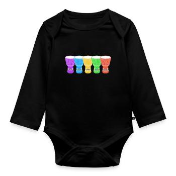 Djembé Player Drummer Music Drum Musicien - Body Bébé bio manches longues - noir - Devant