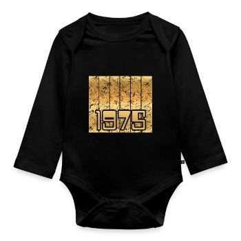 Year 1975 - Organic Longsleeve Baby Bodysuit - black - Front
