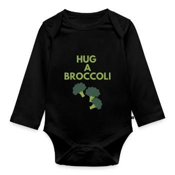 HUG A BROCCOLI - Organic Longsleeve Baby Bodysuit - black - Front