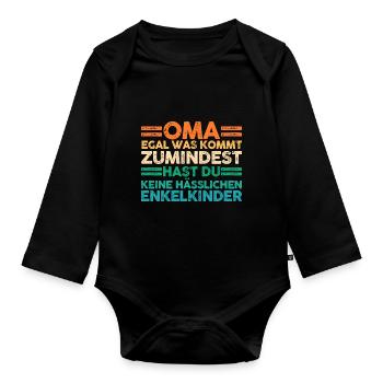 Enkelkinder Großmutter Oma - Baby Bio-Langarm-Body - Schwarz - Vorne