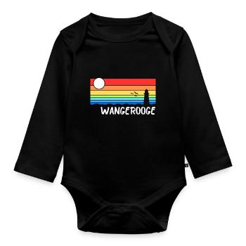Wangerooge Nordsee Leuchtturm Urlaub - Baby Bio-Langarm-Body - Schwarz - Vorne