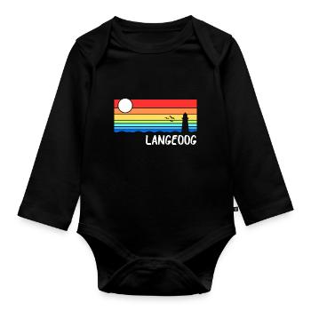 Langeoog Nordsee Ostfriesische Insel Geschenk - Baby Bio-Langarm-Body - Schwarz - Vorne