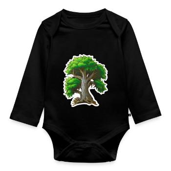 Pillar of Life: The Majestic Tree - Organic Longsleeve Baby Bodysuit - black - Front