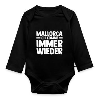 Party Urlaub Mallorca - Baby Bio-Langarm-Body - Schwarz - Vorne