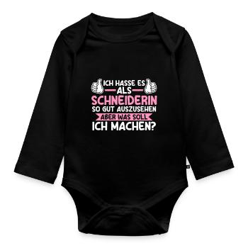 Näher Schneiderin - Baby Bio-Langarm-Body - Schwarz - Vorne