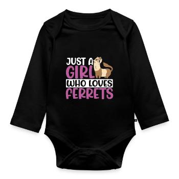 Mignon juste une fille qui aime les furets femmes drôle Wea - Body Bébé bio manches longues - noir - Devant