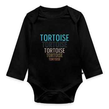 Tortoise Retro Reptile Turtle Vintage - Organic Longsleeve Baby Bodysuit - black - Front