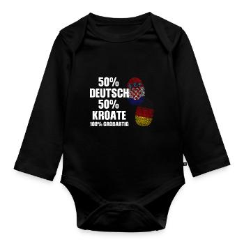Deutsch Kroatisch Deutschland Geschenk - Baby Bio-Langarm-Body - Schwarz - Vorne