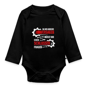 Schlosser Stahl Geschenkidee - Baby Bio-Langarm-Body - Schwarz - Vorne