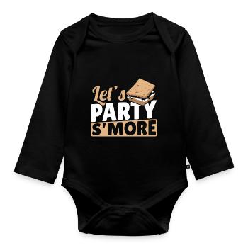Marshmallow Camping Campfire Cool Let's Party Smor - Organic Longsleeve Baby Bodysuit - black - Front