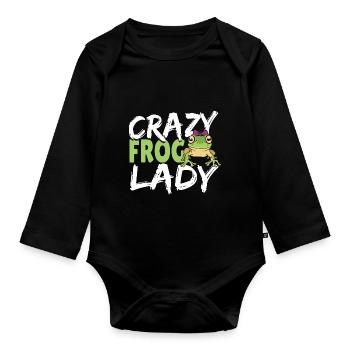 Toad Amphibian Herpetologist Women Crazy Frog Lady - Organic Longsleeve Baby Bodysuit - black - Front