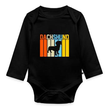 Dackel Retro-Design Dackel Geschenk - Baby Bio-Langarm-Body - Schwarz - Vorne