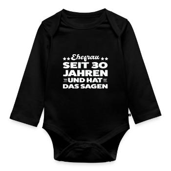 30 Jahre Ehe Ehefrau Perlenhochzeit Geschenk - Baby Bio-Langarm-Body - Schwarz - Vorne
