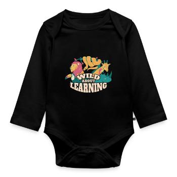 Wild About Learning Lehrer Schule Pre-K Tier - Baby Bio-Langarm-Body - Schwarz - Vorne