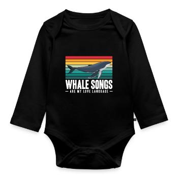 Wale beobachten | Wal Meerestier Meer Geschenke - Baby Bio-Langarm-Body - Schwarz - Vorne