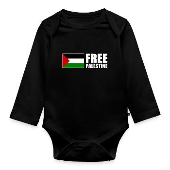 Free palestine - Body Bébé bio manches longues - noir - Devant